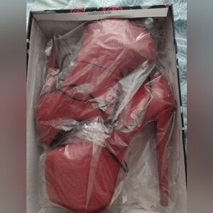 Red Platform Stiletto Laceup Oxford Pumps